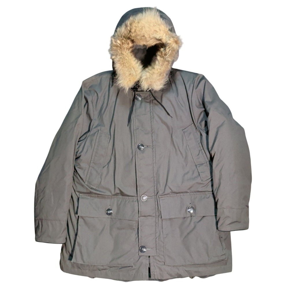 Vintage Eddie Bauer Goose Down Parka Jacket Mens Size XL Coyote Fur Hood 80s